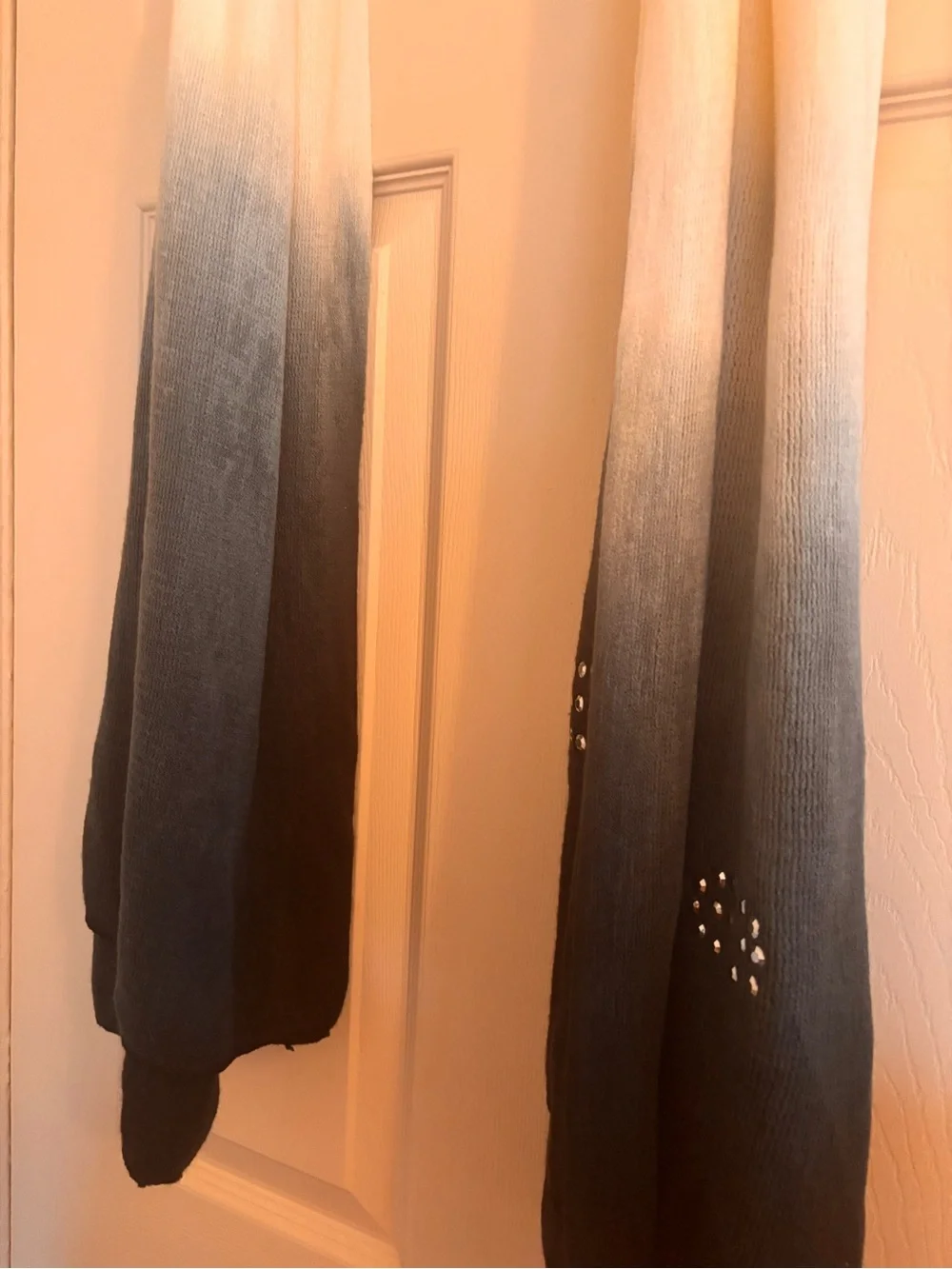 bebe Ombre Black to Cream Scarf with Stud Detail